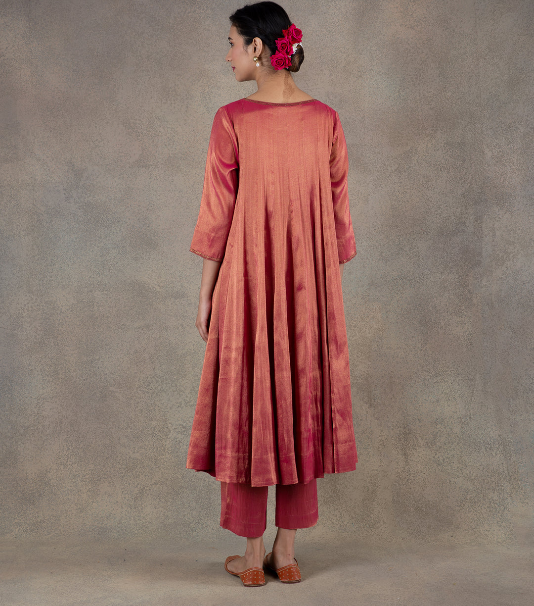 Pink Tissue Kurta with Palazzo Pants Set