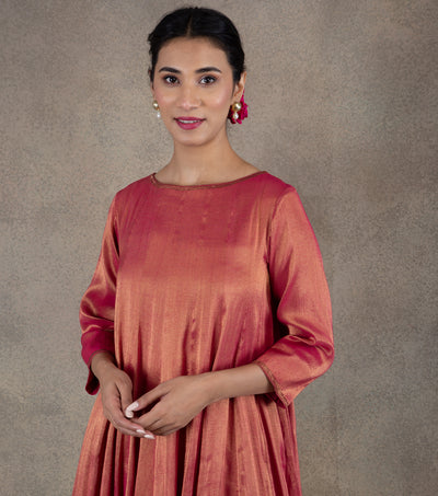 Pink Tissue Kurta with Palazzo Pants Set