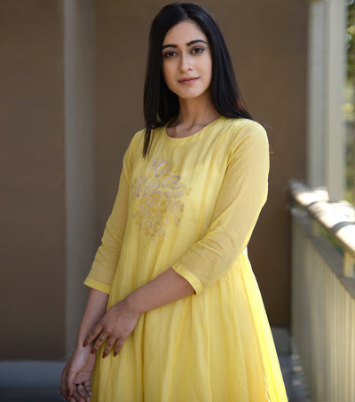 Yellow cotton kurta