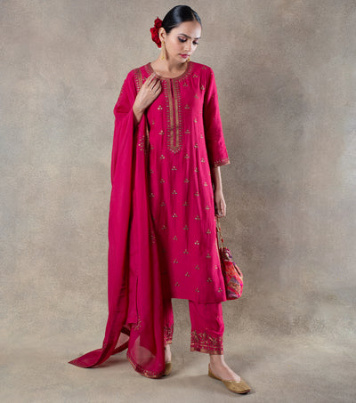 Magenta Hand Embroidered Suit Set