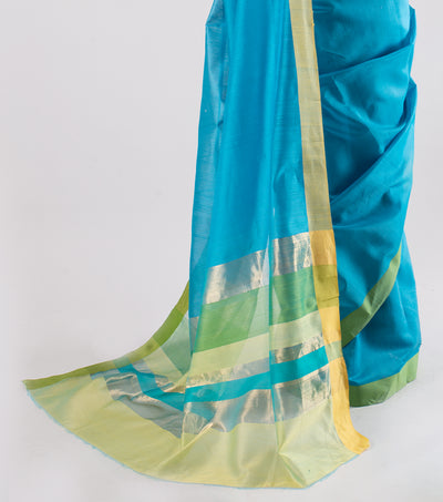 Blue Handwoven Chanderi Silk Saree