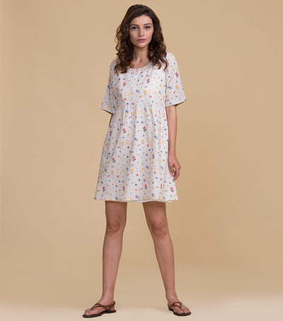 Beige floral cotton top