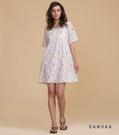 Beige floral cotton top