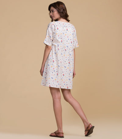 Beige floral cotton top
