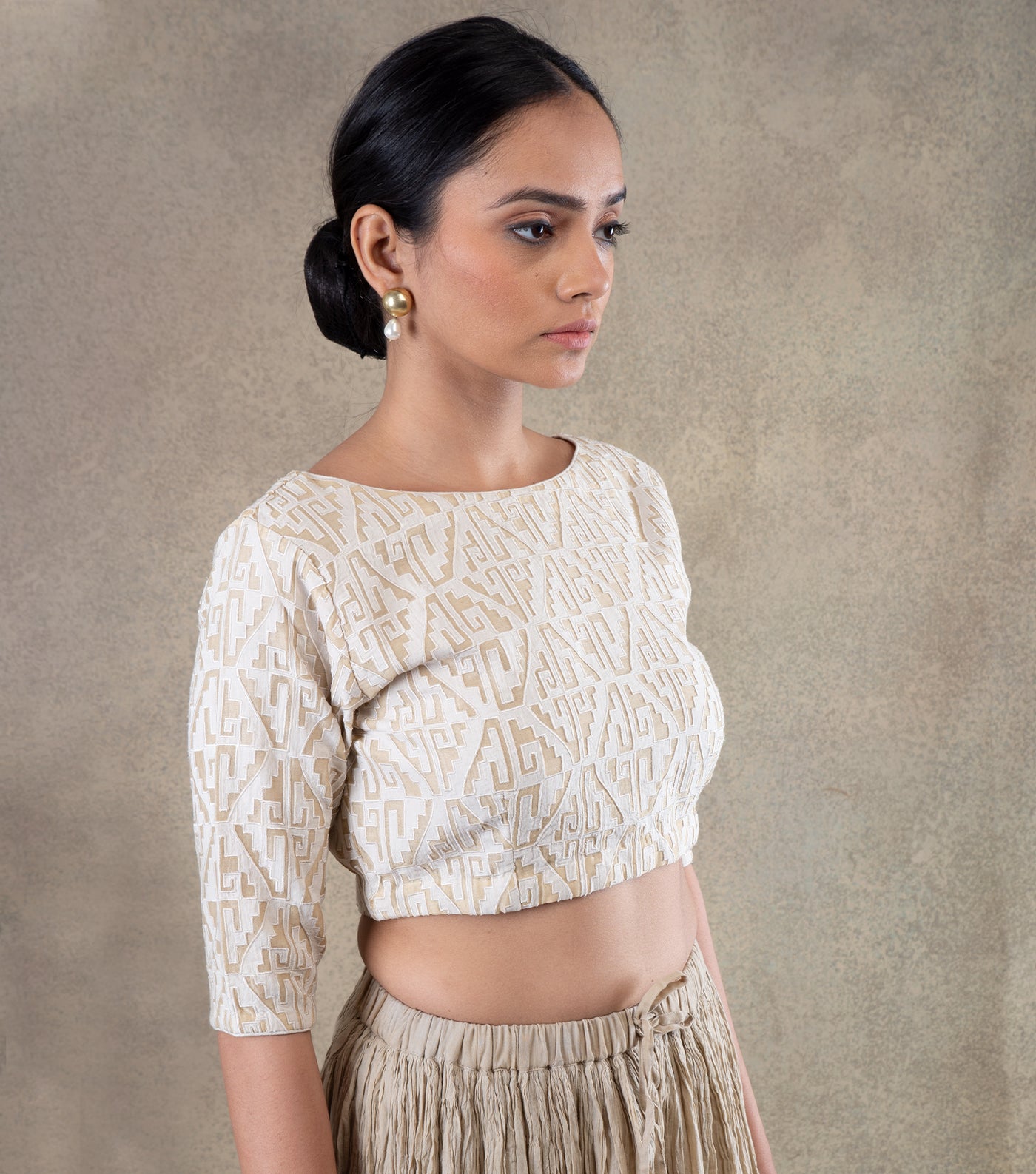 Ivory embroidered chanderi Blouse