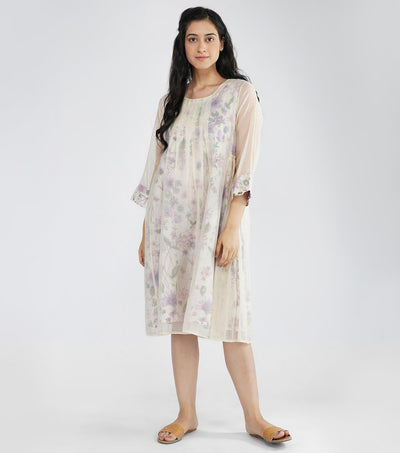 Natural Chanderi Overlay Dress