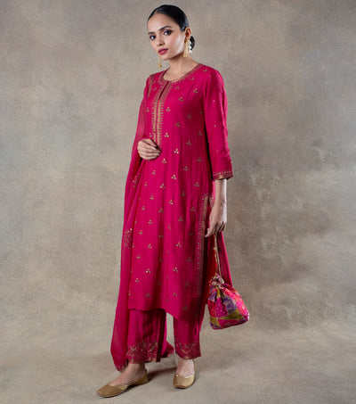 Magenta Hand Embroidered Suit Set