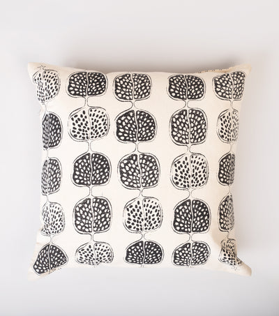 Off White Printed Cotton Cushion Cover