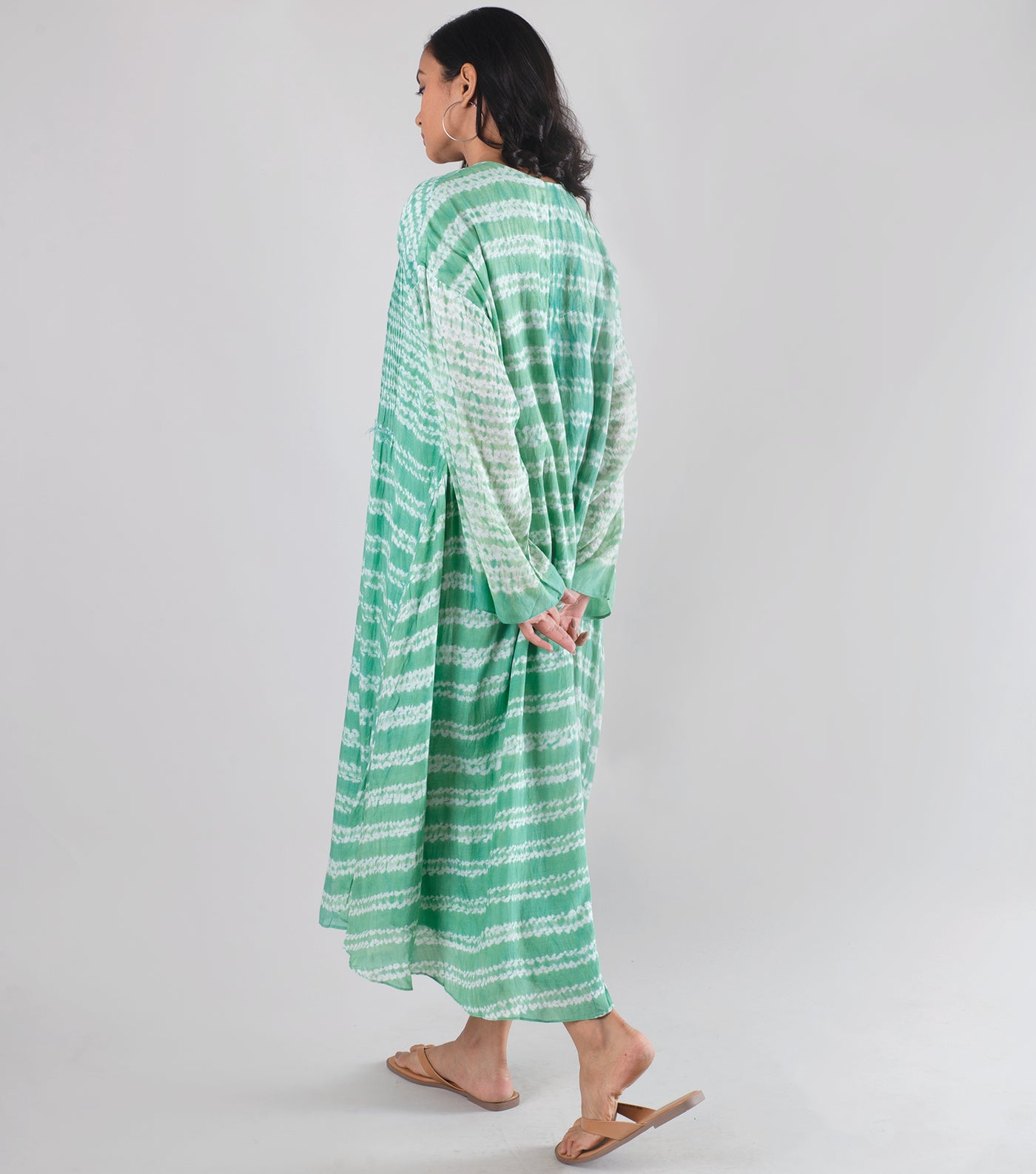 Green Shibori Dye Viscose Kaftan