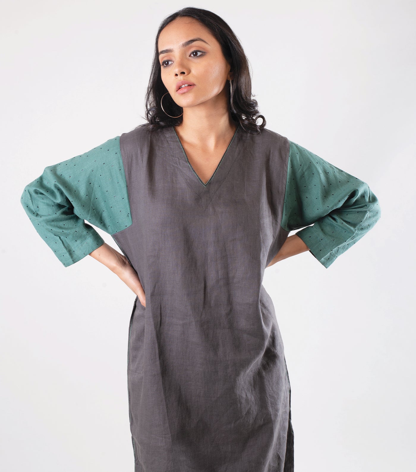 Grey Linen kurta