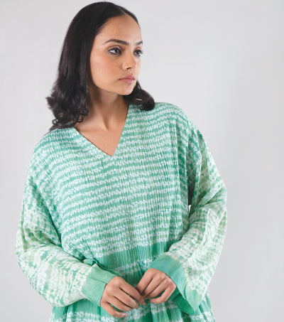 Green Shibori Dye Viscose Kaftan