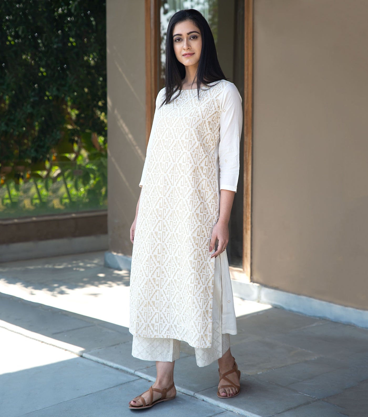 Natural Applique cotton kurta