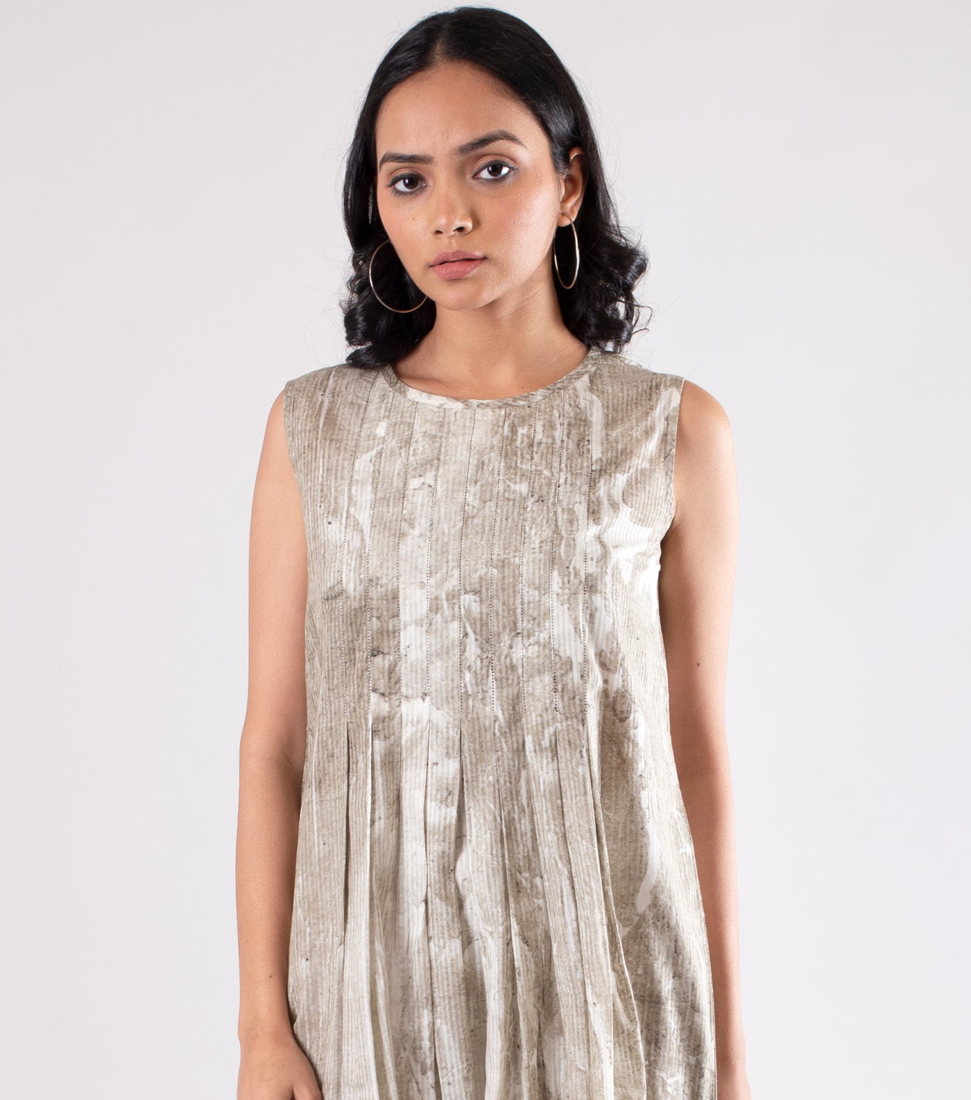 Olive Green Printed Cotton Dress