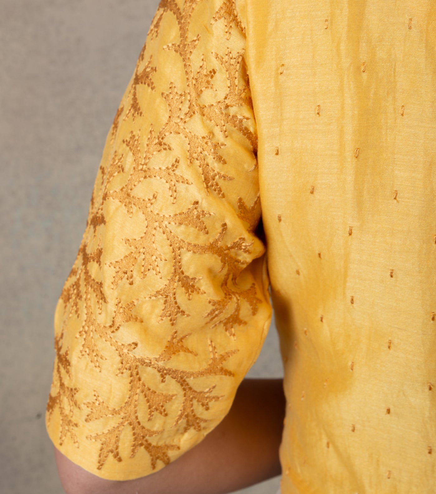 Yellow embroidered chanderi Blouse