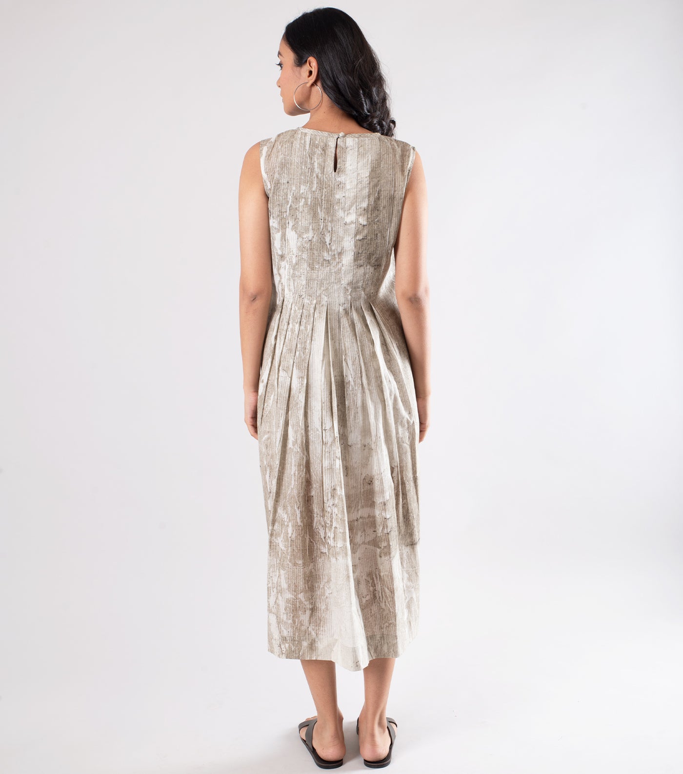Olive Green Printed Cotton Dress