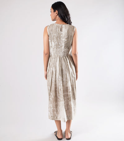 Olive Green Printed Cotton Dress