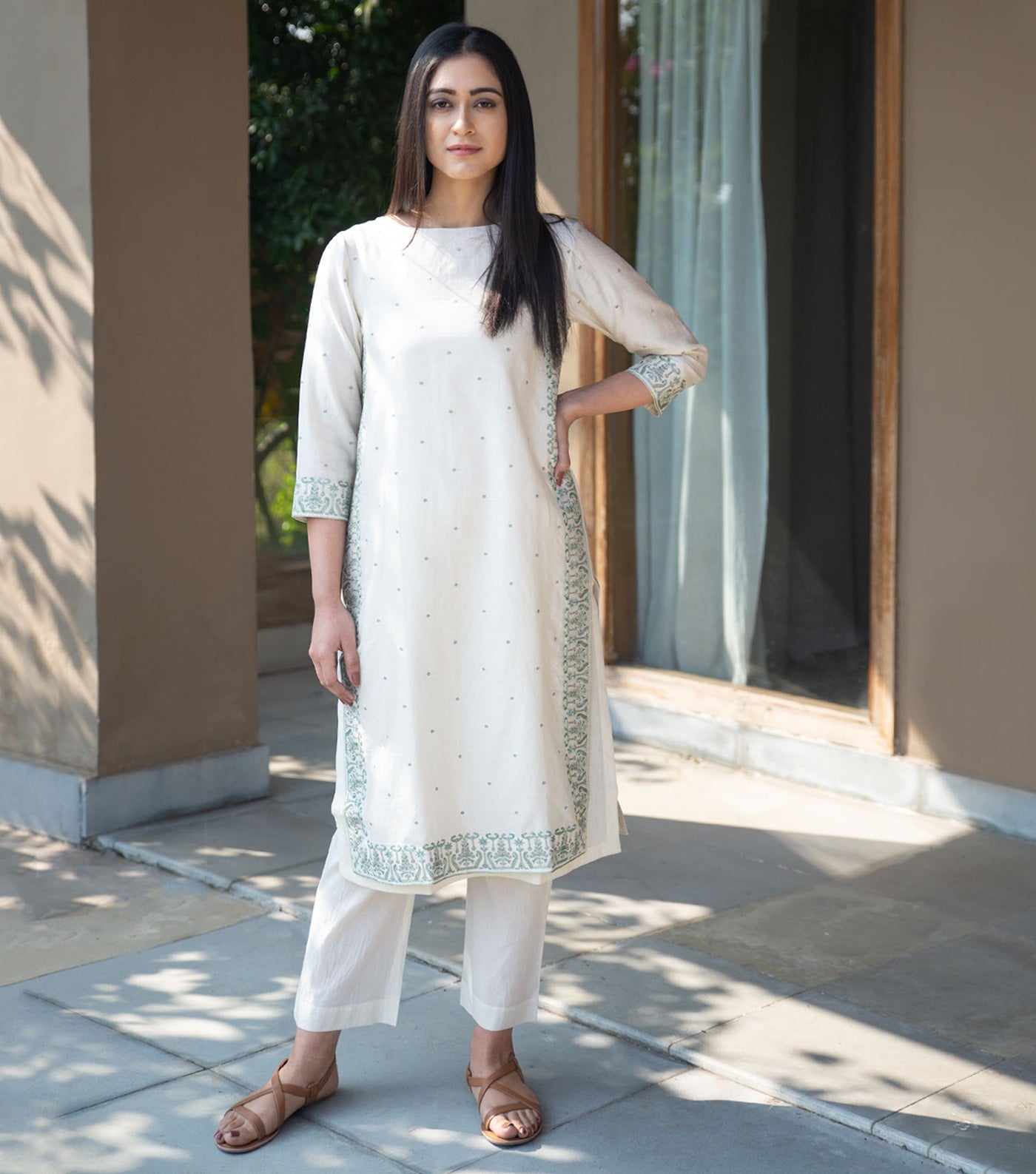 Ivory Cotton Silk Kurta & Pants Set