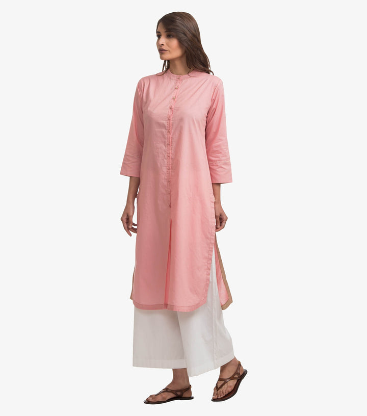 Pink cotton shirt kurta
