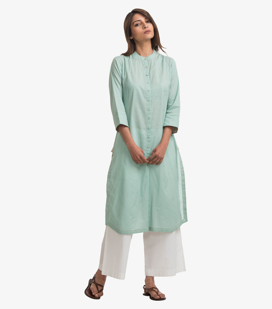 Green cotton shirt kurta
