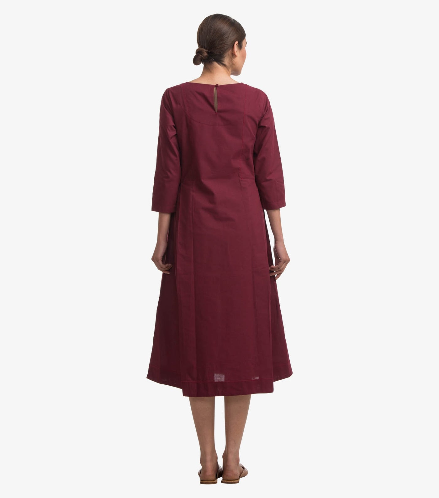 Cranberry solid cotton dress