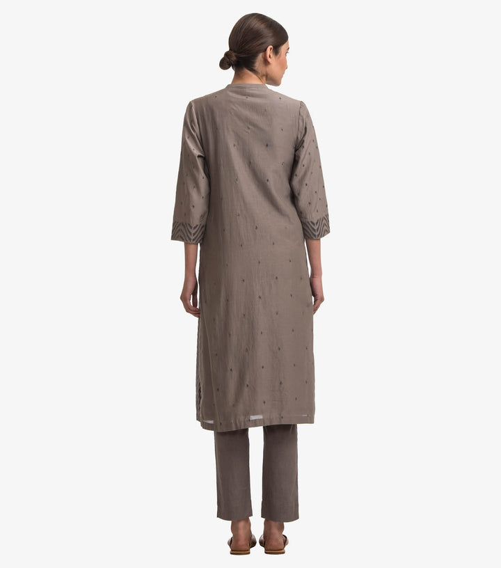 Grey chanderi Embroidered Kurta