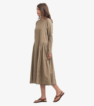 Beige polka-dot khadi dress