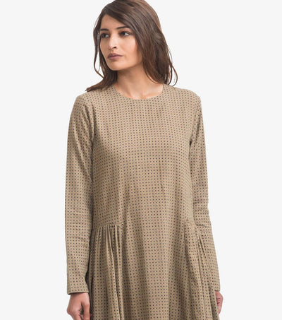 Beige polka-dot khadi dress