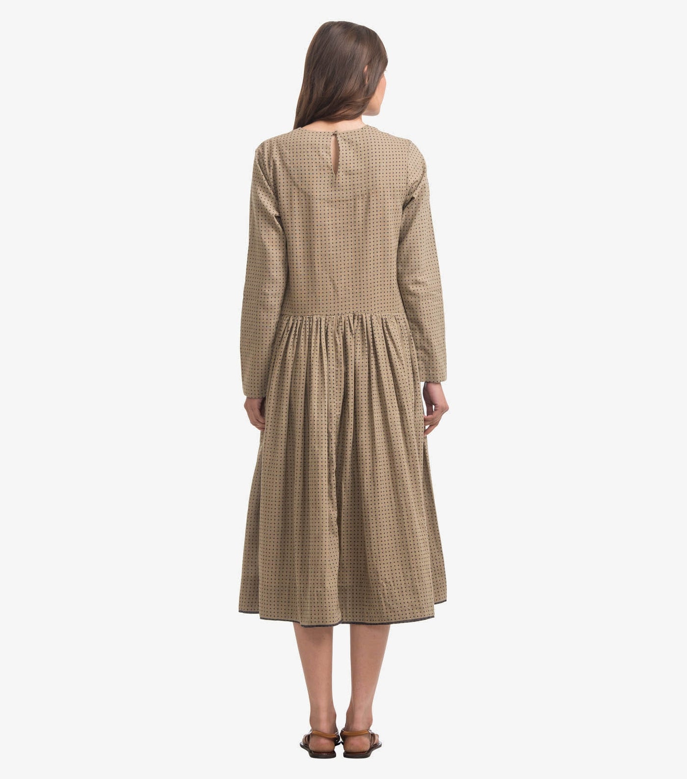 Beige polka-dot khadi dress