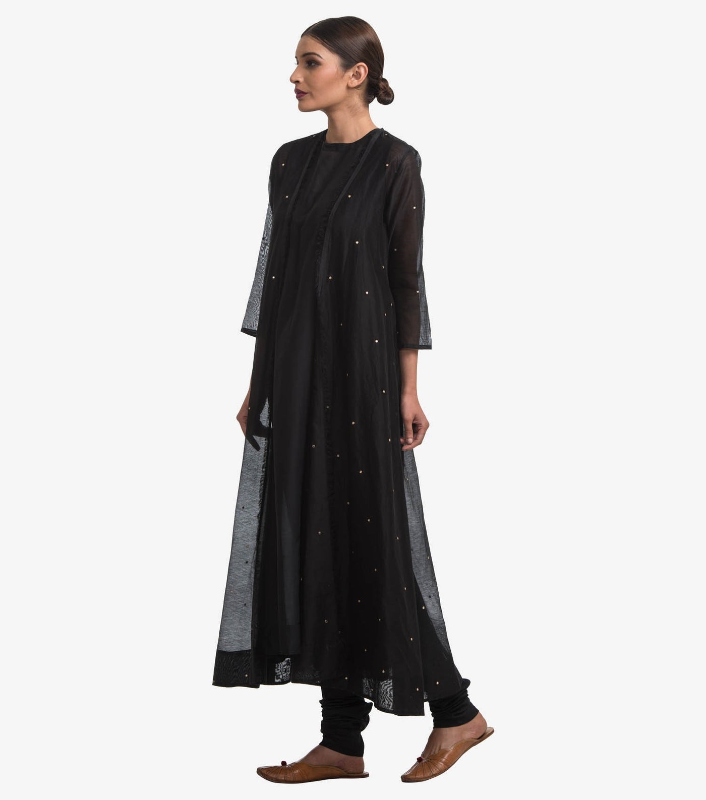 Black embroidered chanderi cape