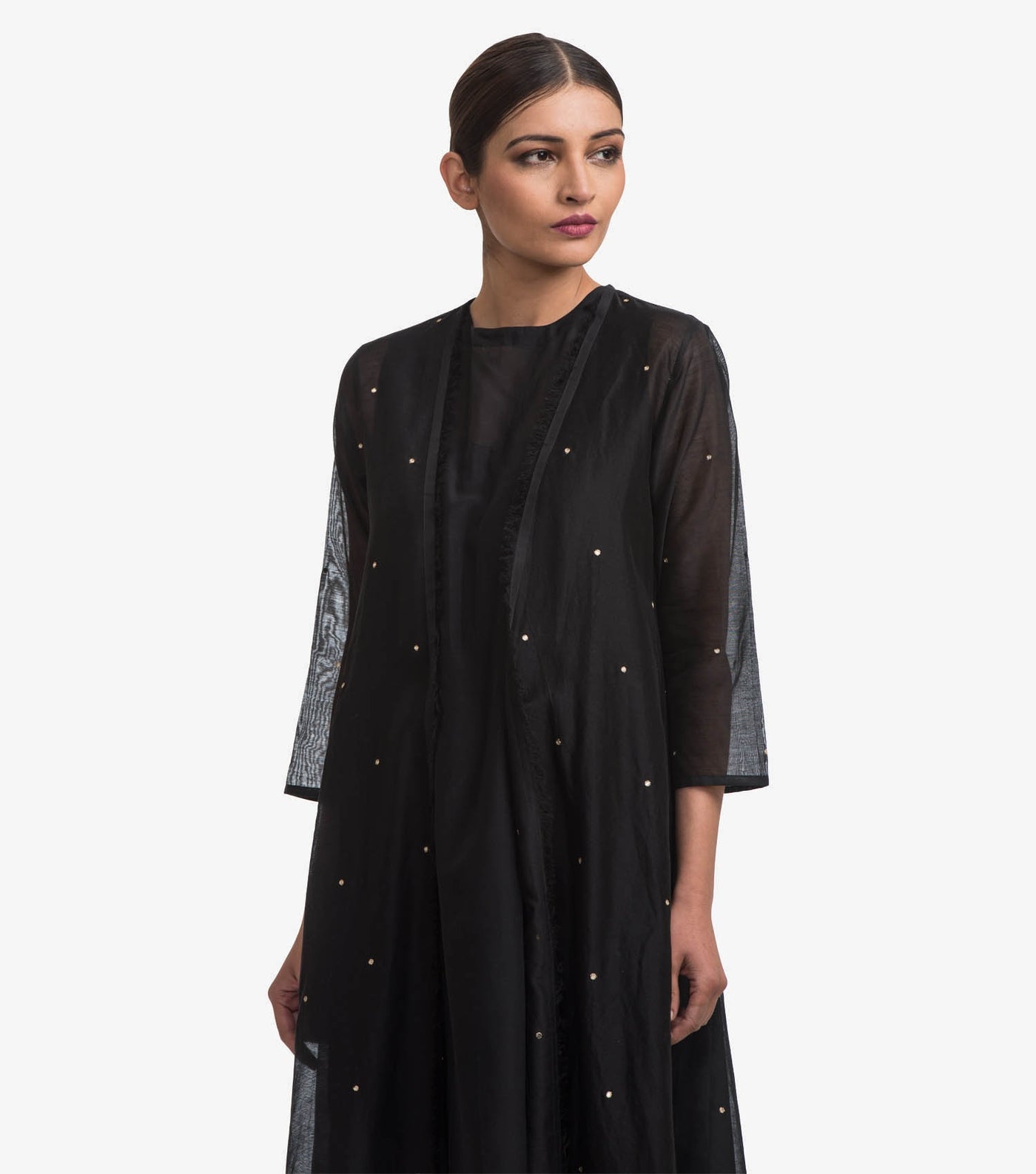 Black embroidered chanderi cape