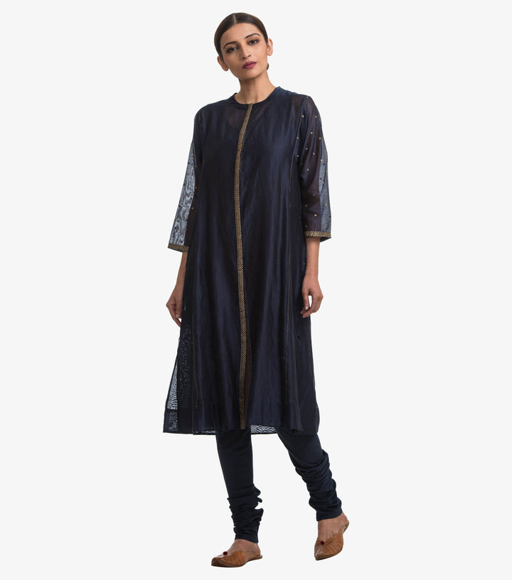Blue Chanderi Cape Set