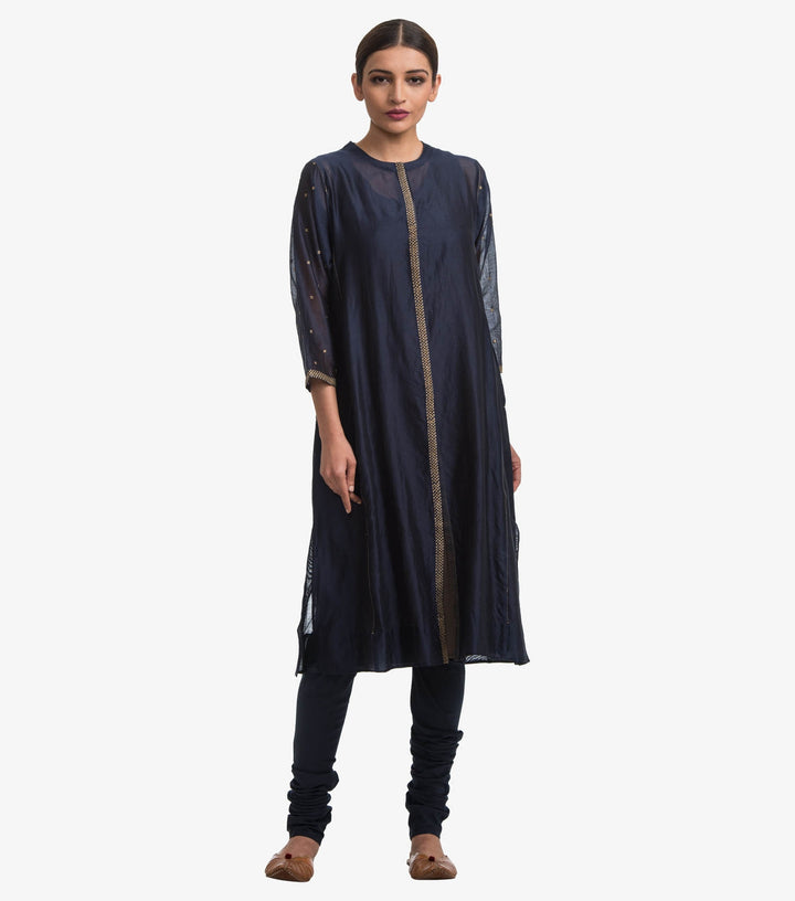 Blue Chanderi Cape Set