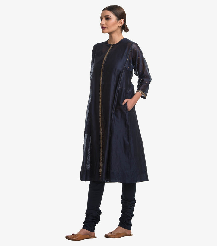 Blue Chanderi Cape Set