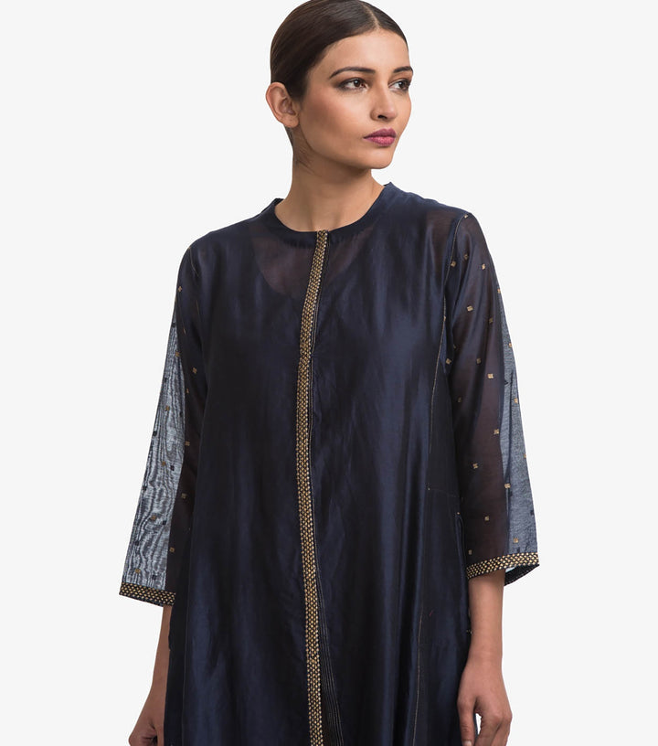 Blue Chanderi Cape Set