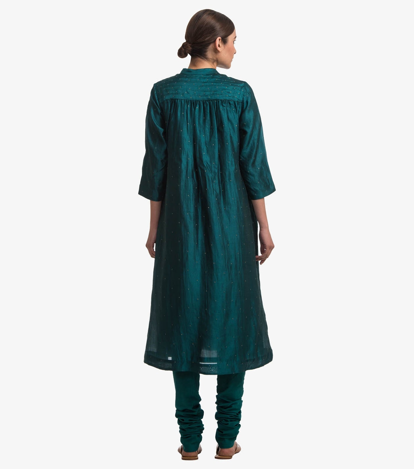 Emerald green silk kurta & churidaar set