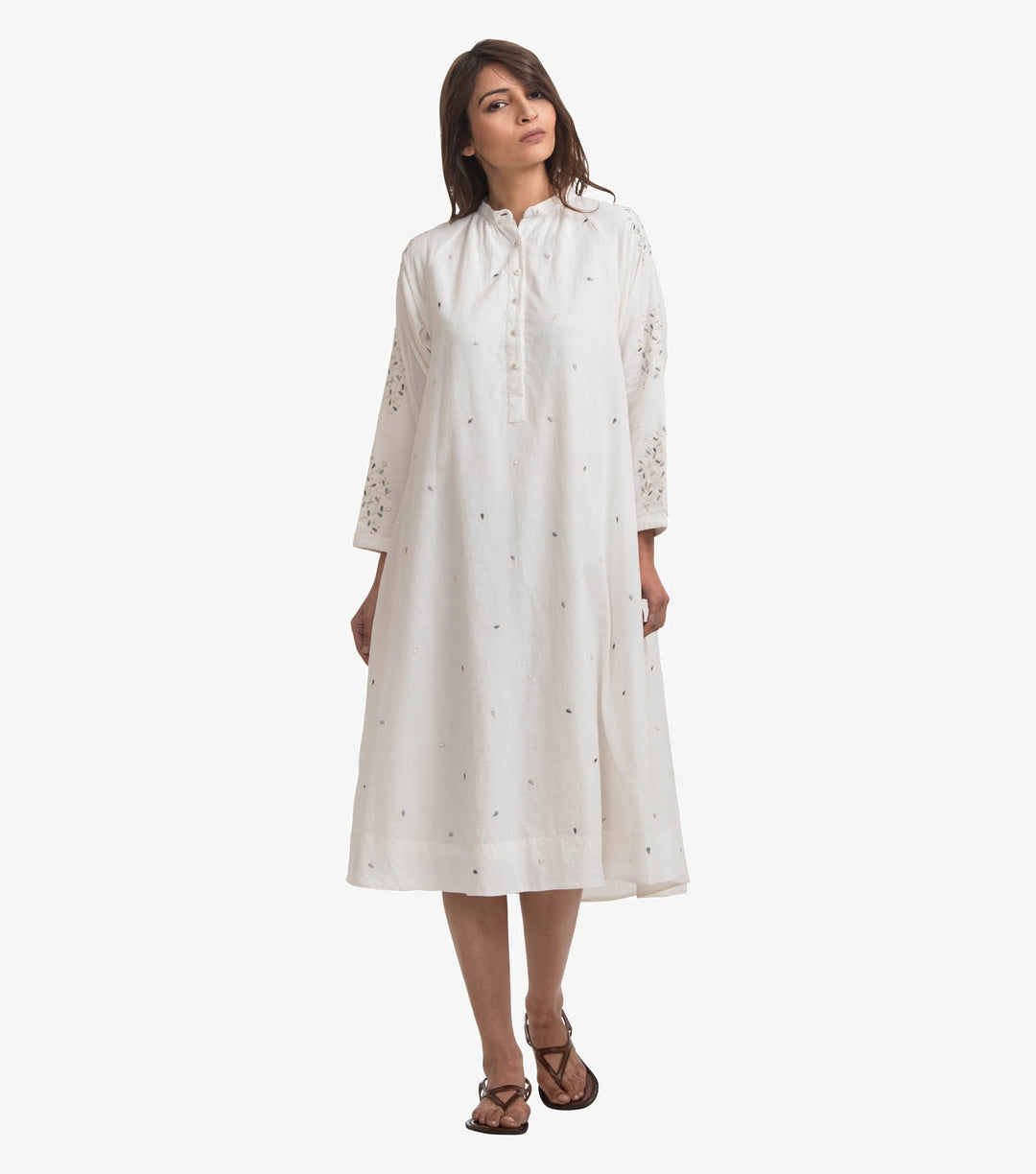 White embroidered cotton dress
