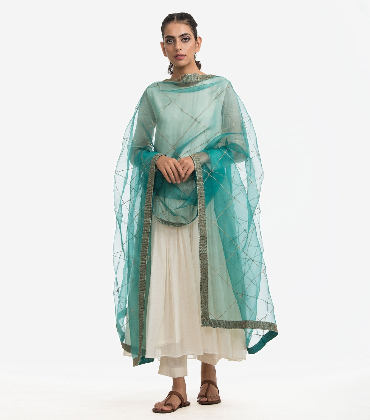 Sea Green Organza Dupatta