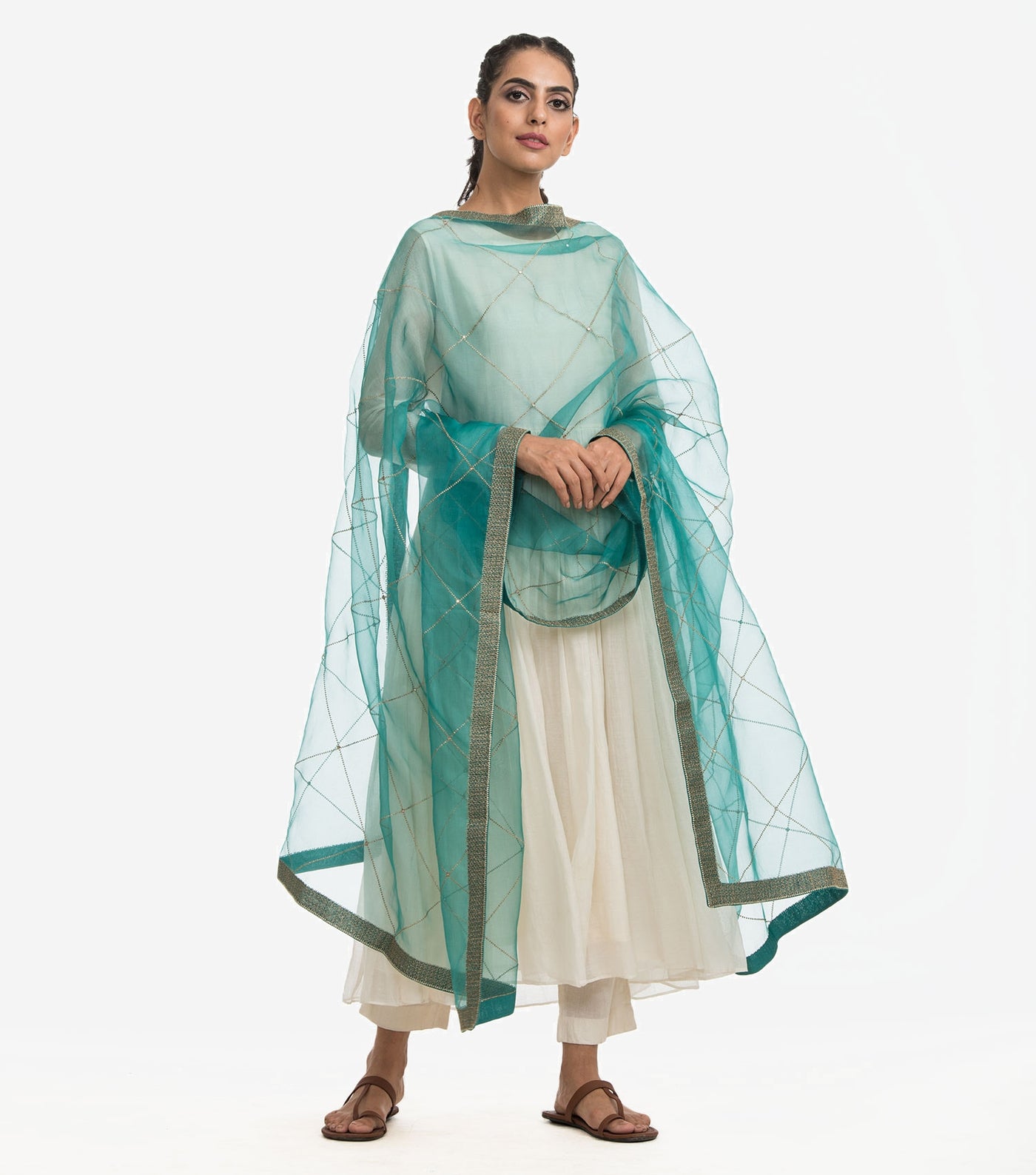 Sea Green Organza Dupatta