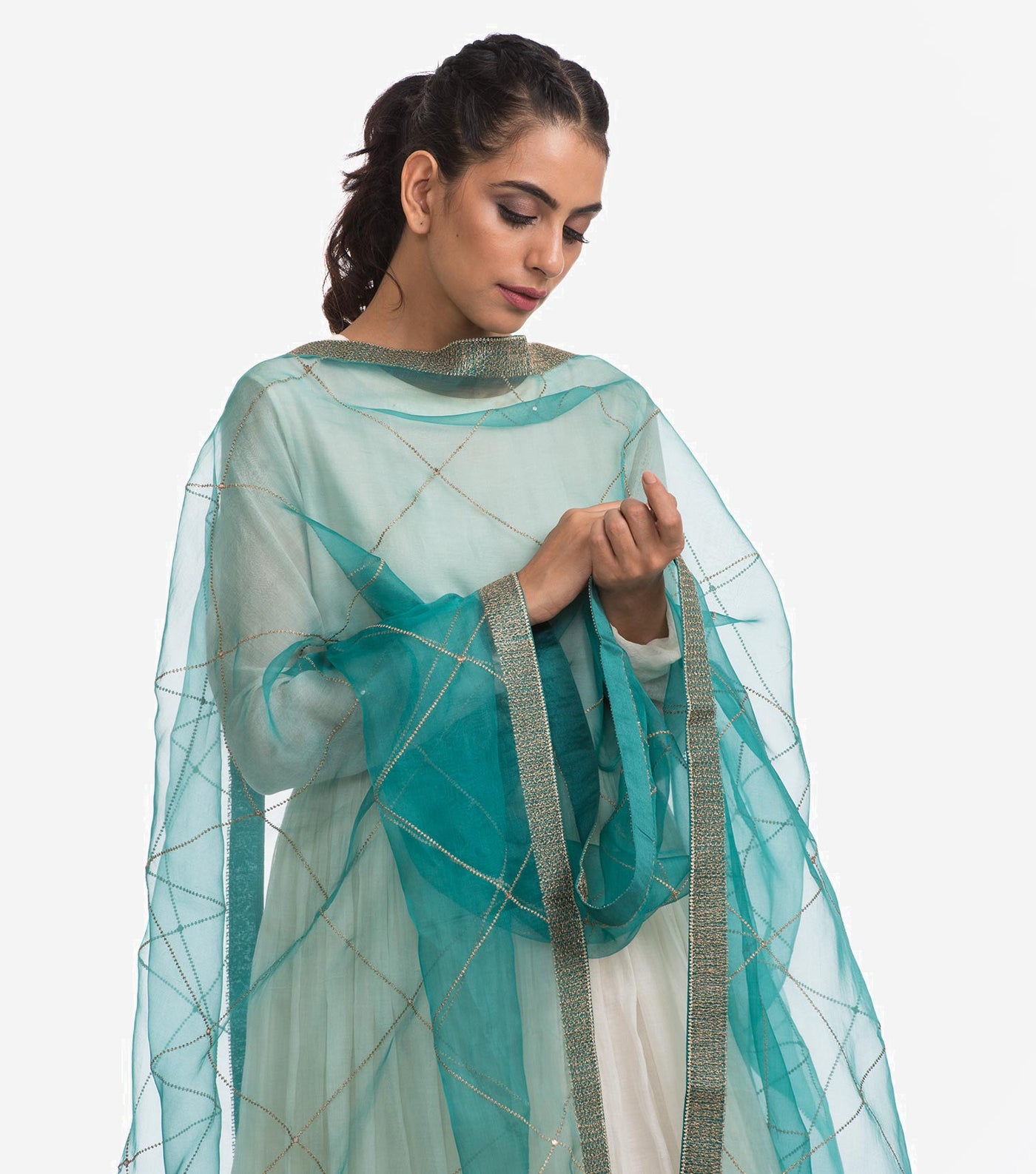 Sea Green Organza Dupatta