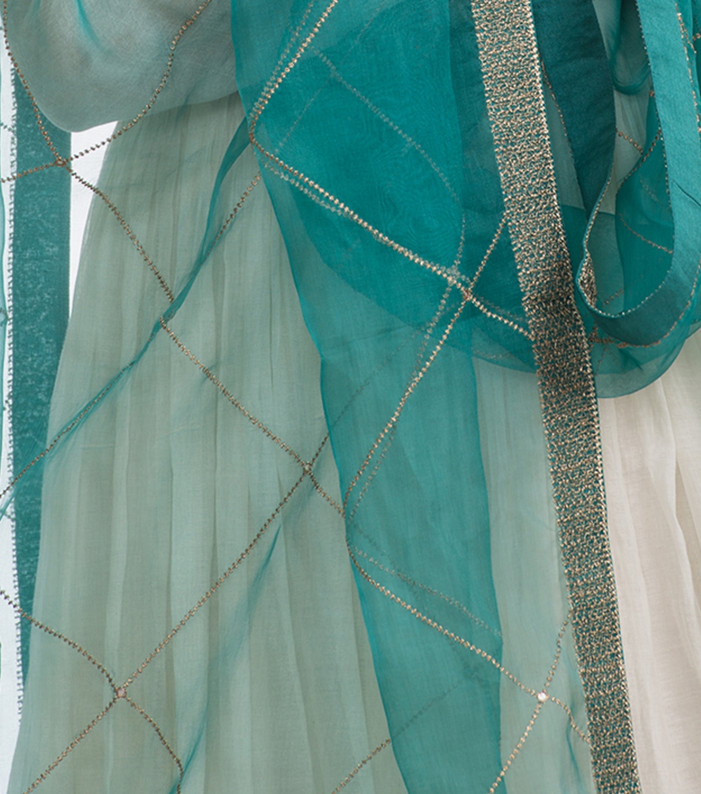 Sea Green Organza Dupatta