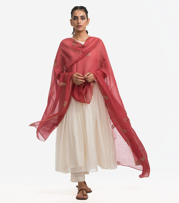 Maroon Chanderi Dupatta