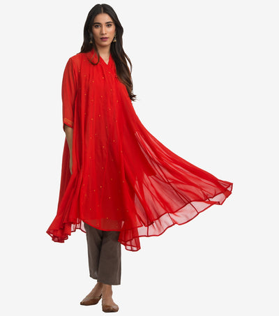 Red Georgette choga