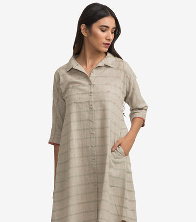 Beige khadi shirt dress