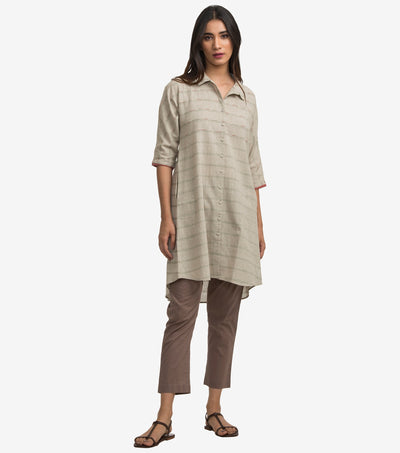 Beige khadi shirt dress