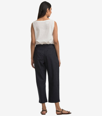 Navy Stripped Cotton linen pant
