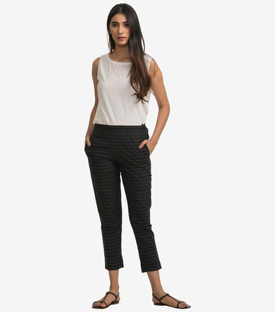 Charcoal stripped cotton narrow pant