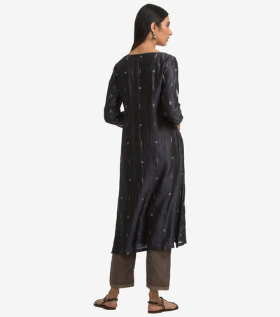 Black Dupion embroidery kurta