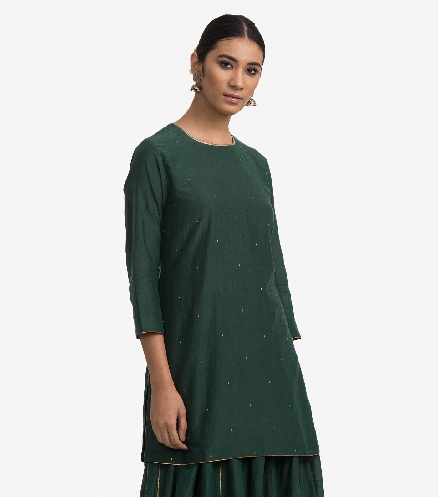 Green cotton silk kurta sharara set