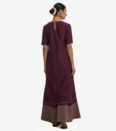 Purple Cotton Silk Kurta & Sharara Set