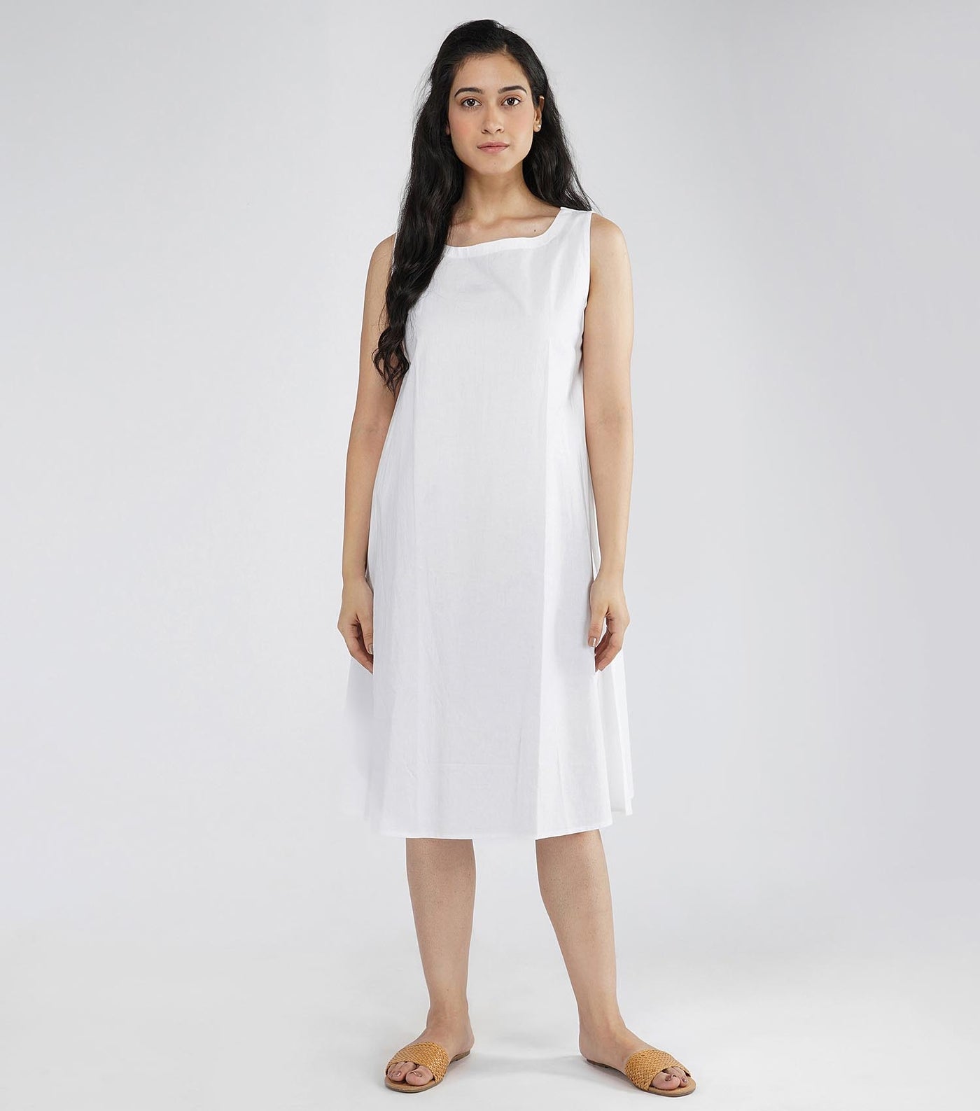 White cotton cape dress